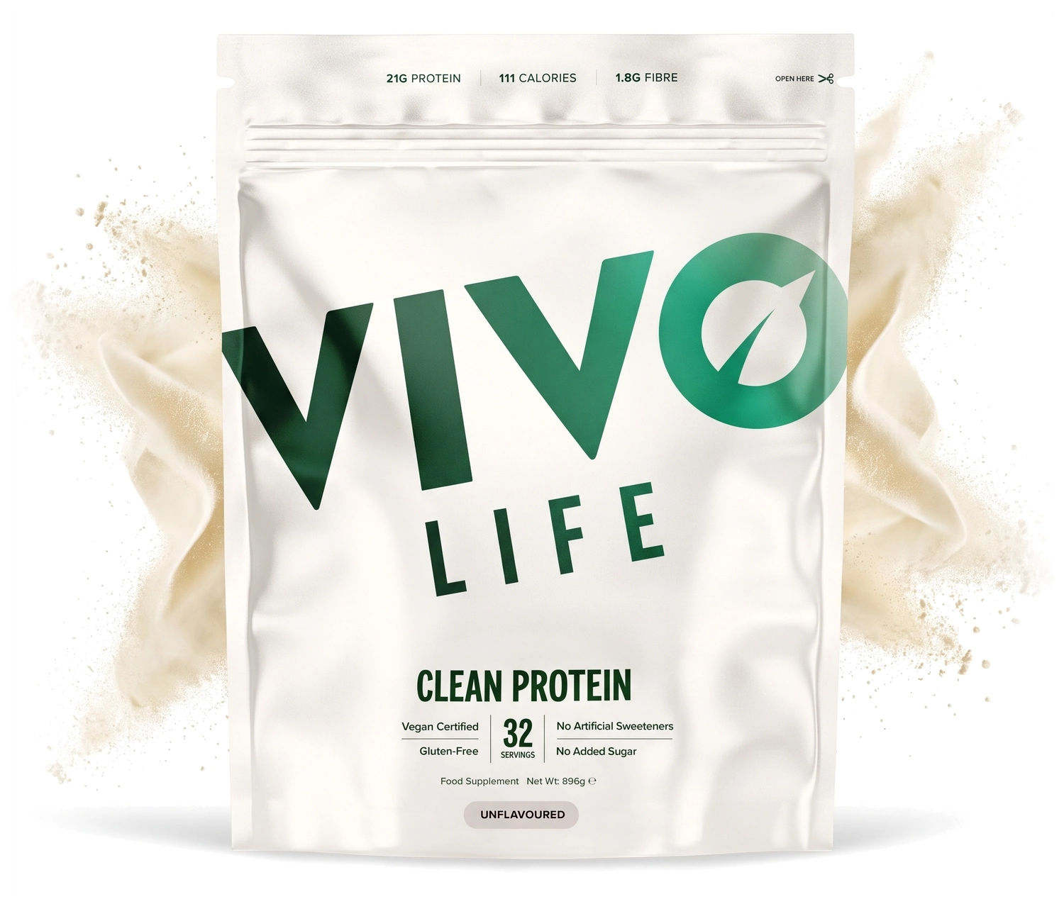 Vivo Life Clean Protein bezsmakowy 896 g w obłoku białka roślinnego