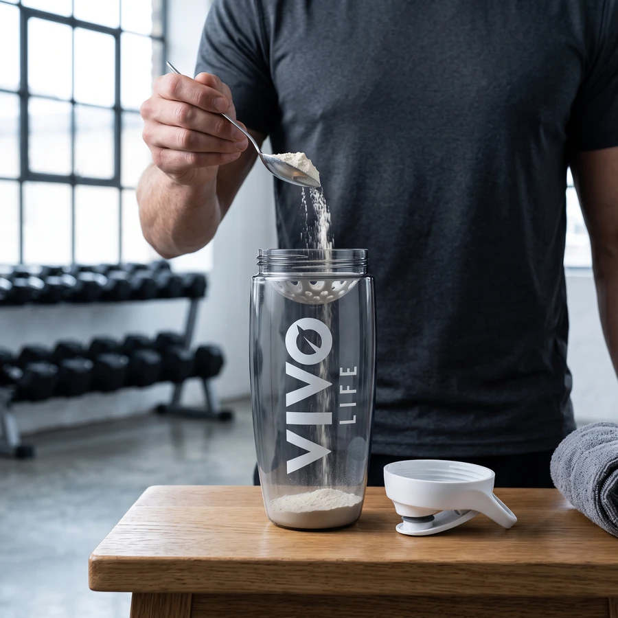 Krok 2: wsyp odmierzoną porcję do shakera Vivo Life Eco Zen