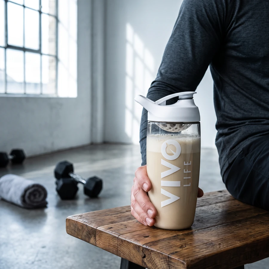 Krok 3: gotowy koktajl z Clean Protein bezsmakowym w shakerze Eco Zen po treningu