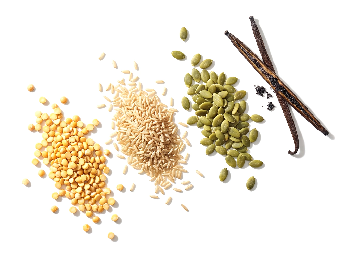 Składniki Clean Protein: groch, brązowy ryż, pestki dyni, laski wanilii