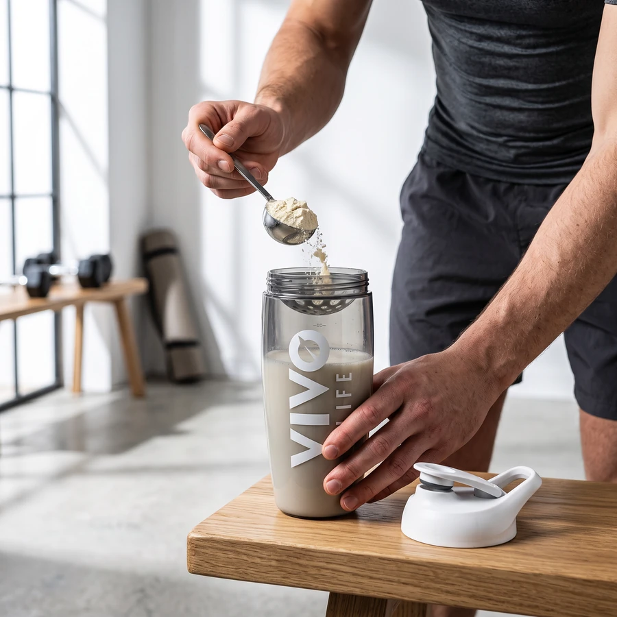 Krok 2: wsyp odmierzoną porcję do shakera Vivo Life Eco Zen