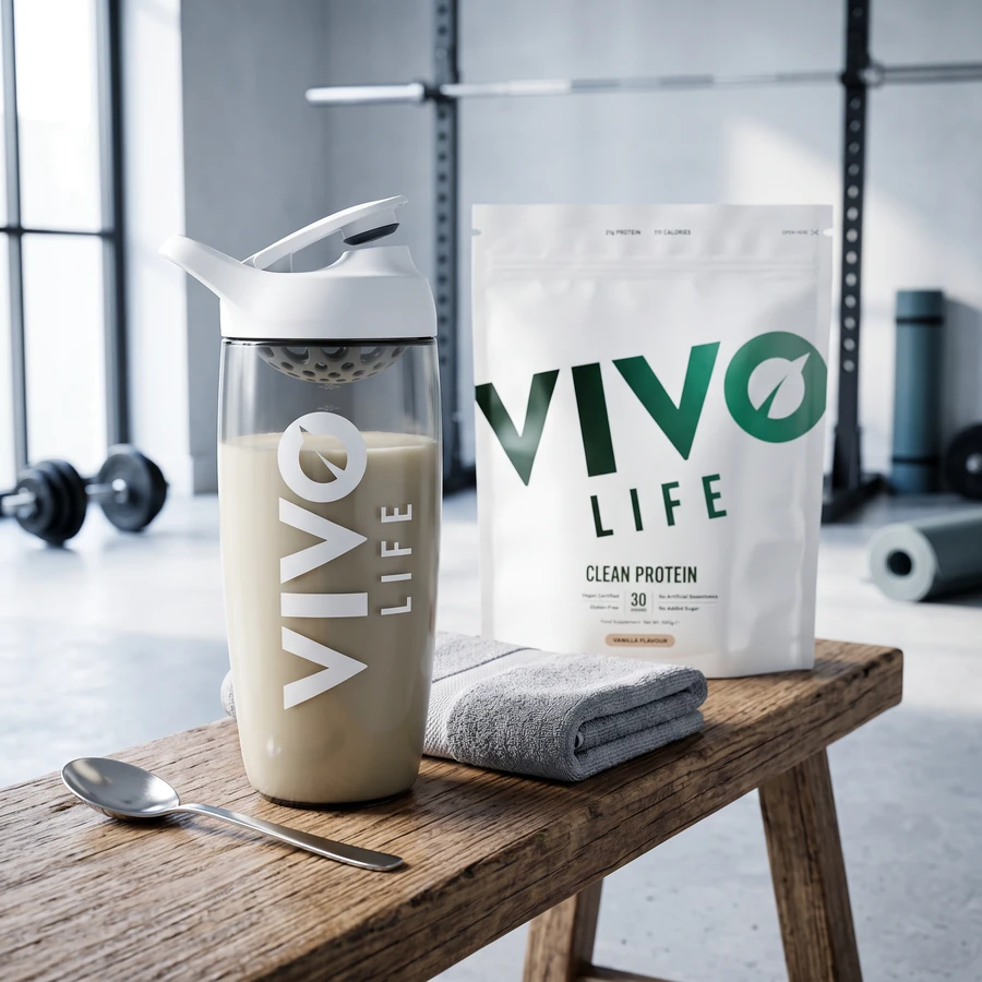 Krok 3: gotowy koktajl Clean Protein w shakerze Eco Zen po treningu