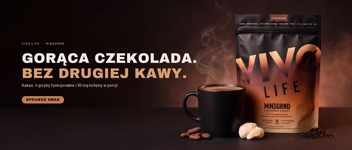 Vivo Life MINDGRND: gorąca czekolada z kakao, 4 grzybami funkcjonalnymi i 30 mg kofeiny w porcji