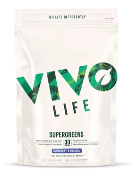 SUPERGREENS - naturalne witaminy roślinne - Jagoda i lucuma (240 g)